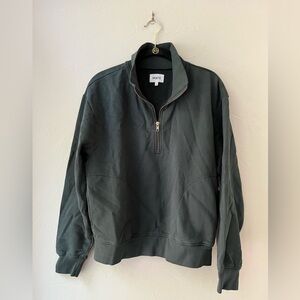 MATE THE LABEL ORGANIC FLEECE HALF ZIP SWEATSHIRT IN THYME XS